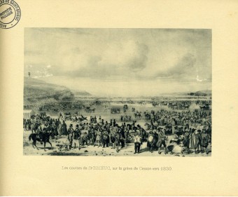 Les courses de chevaux sur la Grève des Courses vers 1830 Les courses de chevaux sur la Grève des Courses vers 1830